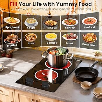 Amazon.com: Jessier 2 Burner Electric Cooktop - 12 Inch Plug in