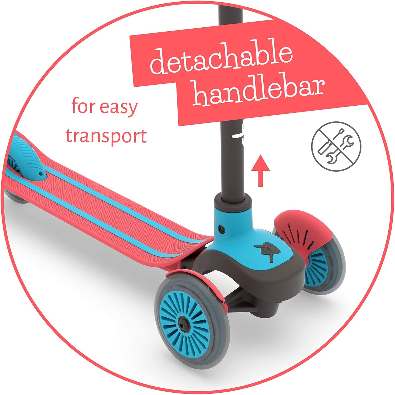 Chillafish Scotti 3-Wheel Lean-to-Steer Scooter with twintip Antislip Deck and Integrated Brake, Adjustable Height Handlebars, Comfy handgrips, for All Ages 3 and up, Red