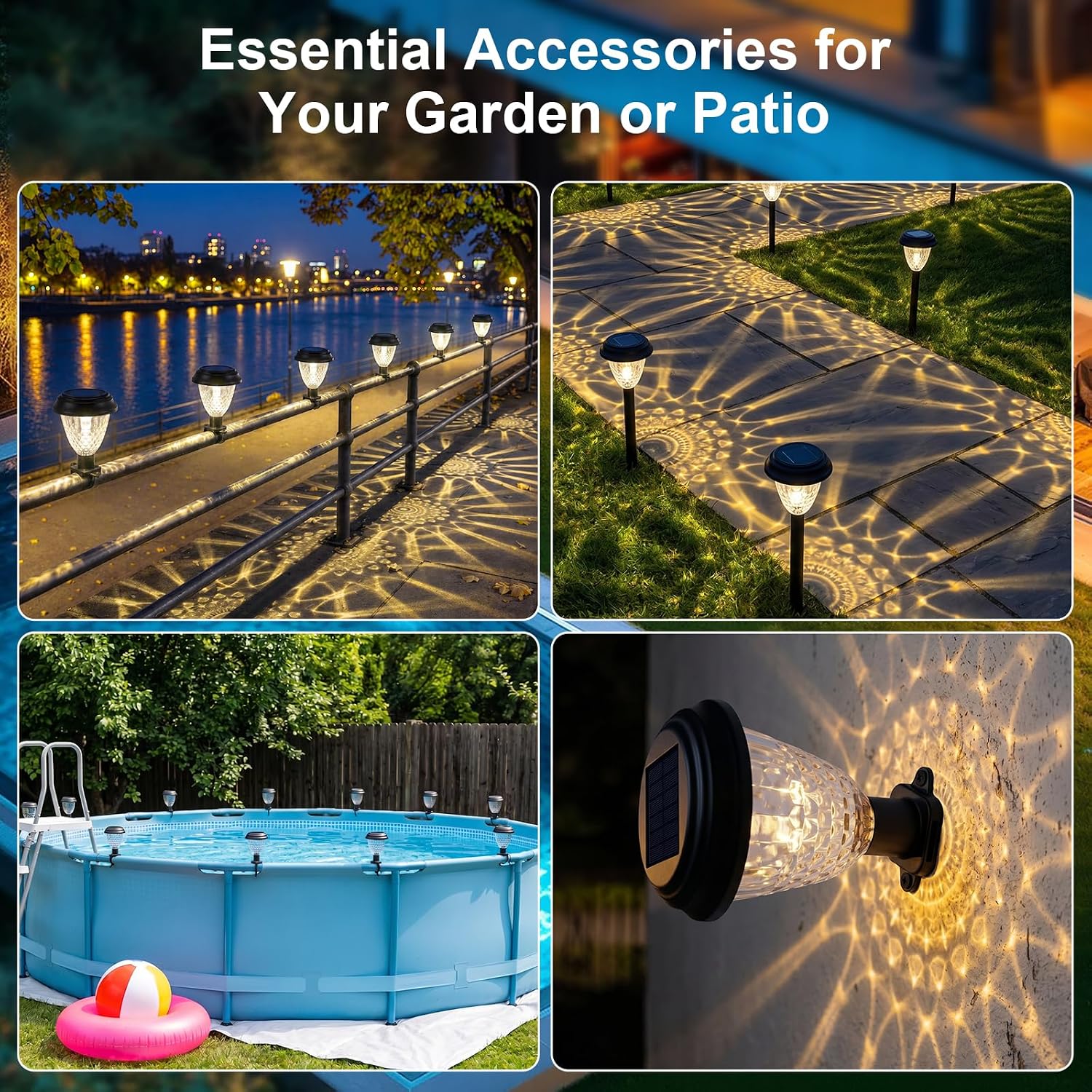 Solar Pool Lights for Framed Above Ground Pools, 8pack Solar Energy Saving Yellow Warm Light for Patio, Backyard Fence, Trampoline, Summer Essentials Supplies image 3