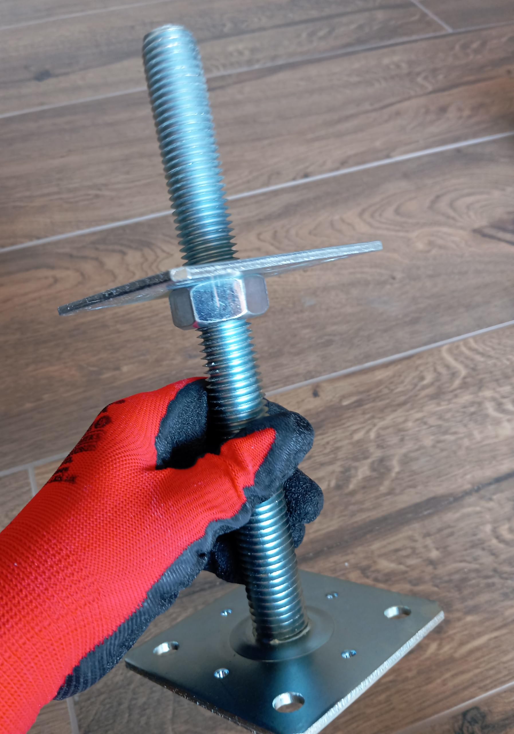 HAFD Adjustable 4"Galvanised Elevated Post Base Support Size: 100 x 100mm (1), Silver - Image 3