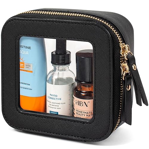 LETGO Bolsas de maquillaje transparentes, bolsa de aseo aprobada por la TSA con cremallera, organizador de maquillaje transparente para artículos