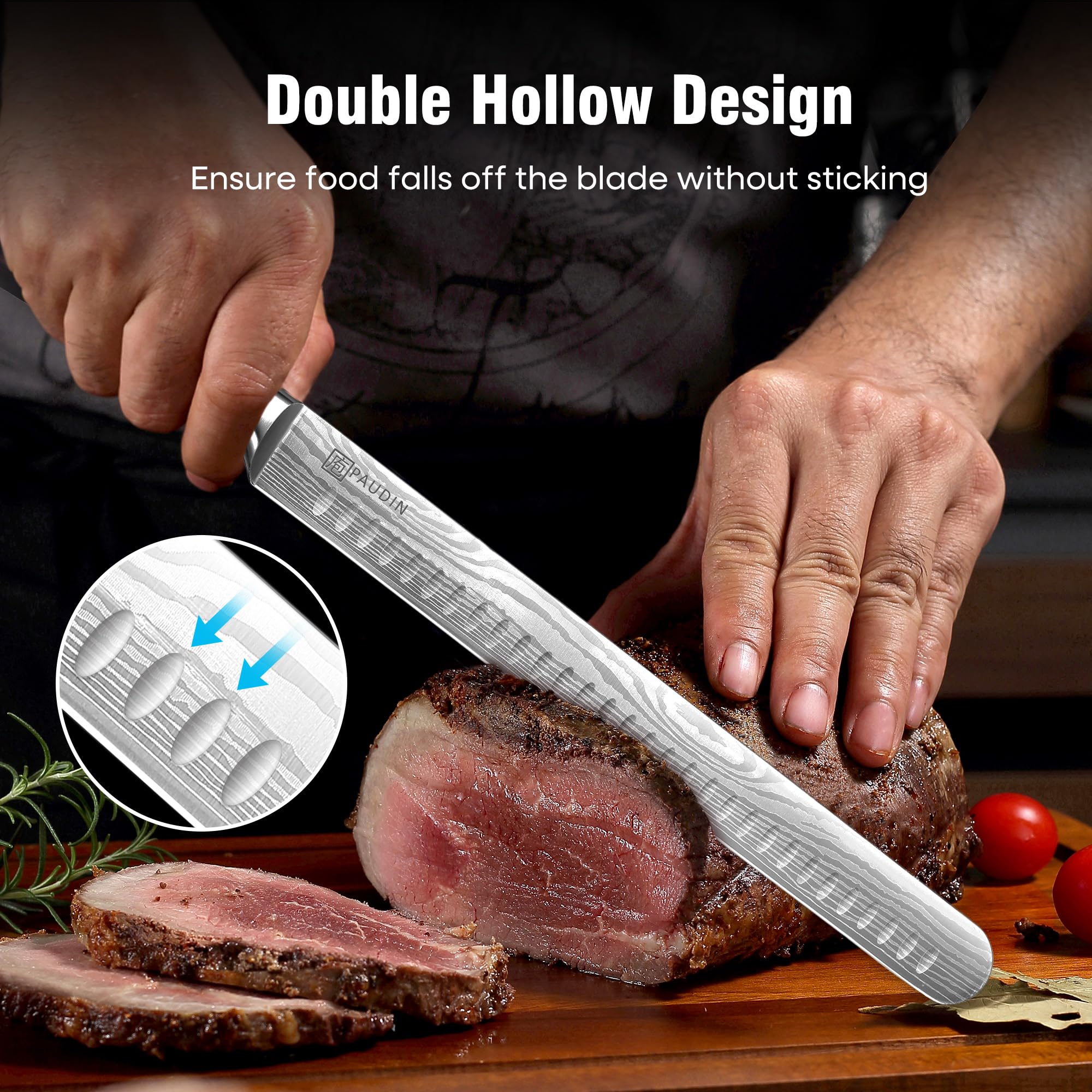 PAUDIN Brisket Knife, 12 Inch Carving Knife, Razor Sharp High Carbon Steel — Amazon image 3