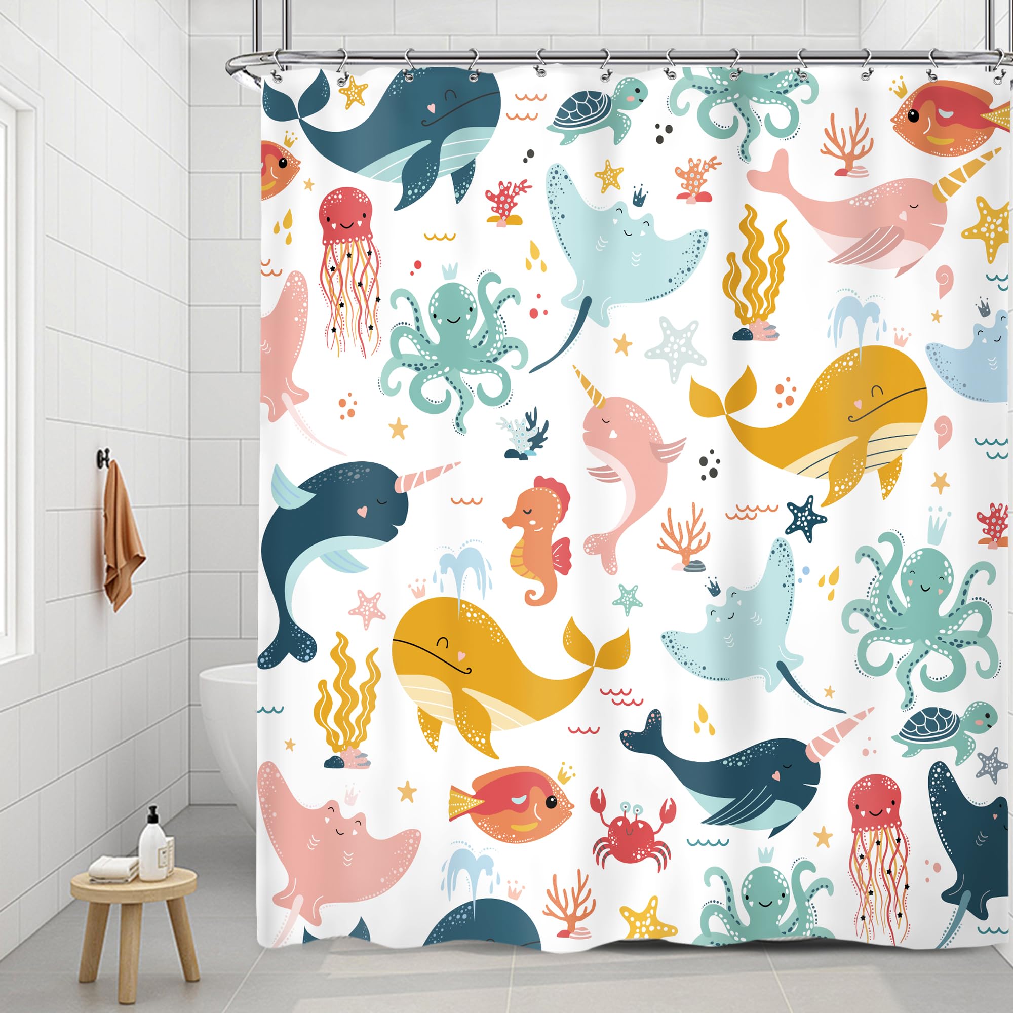 Riyidecor Kinder-Duschvorhang Mit Weltkarte – 152x183 Cm, Wasserdicht & Pädagogisch