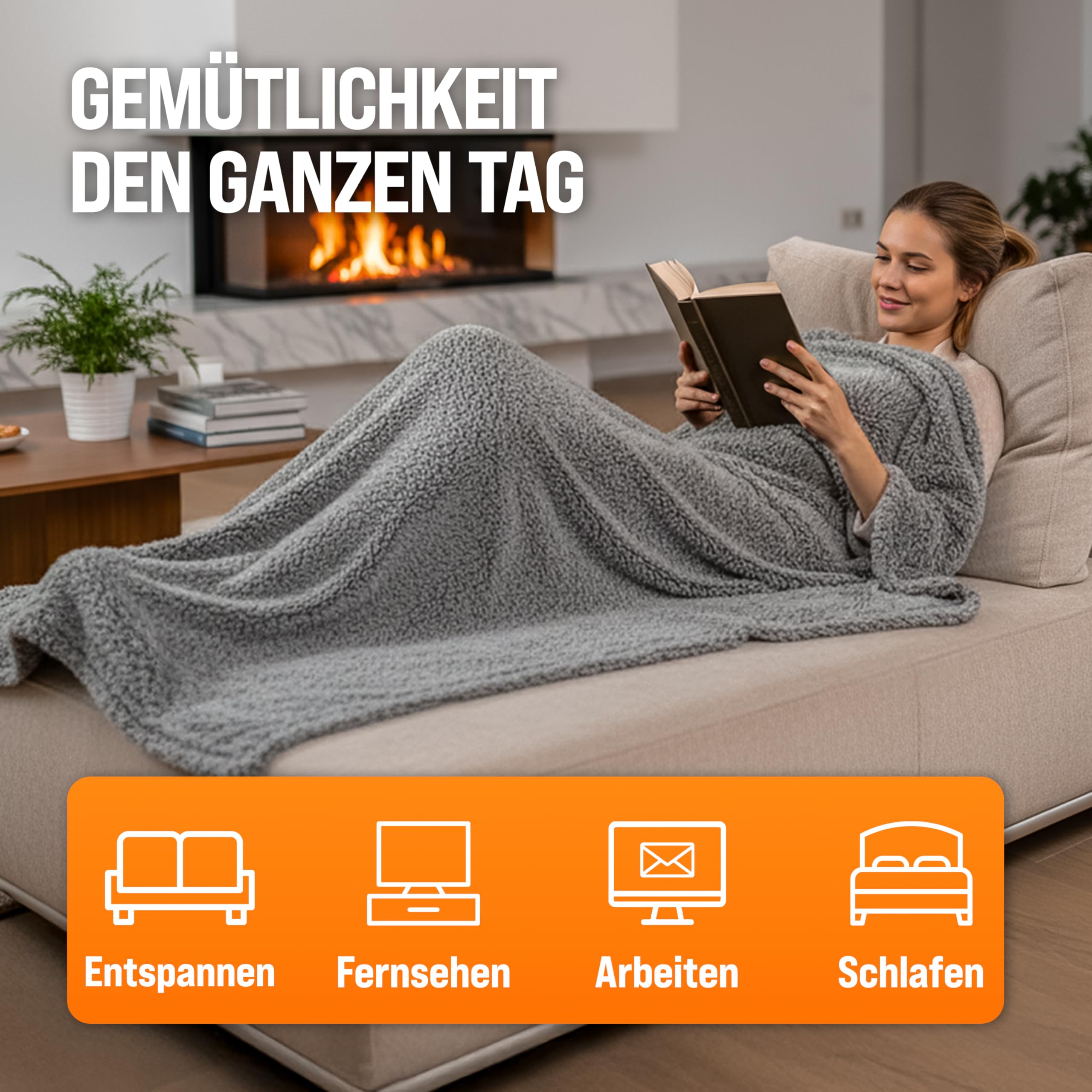 Monzana® Elektrische Heizdecke 180x130cm 120W 10 Heizstufen 10h Timer Abschaltautomatik Überhitzungsschutz waschbar Teddy Fleece Wärmedecke für Bett