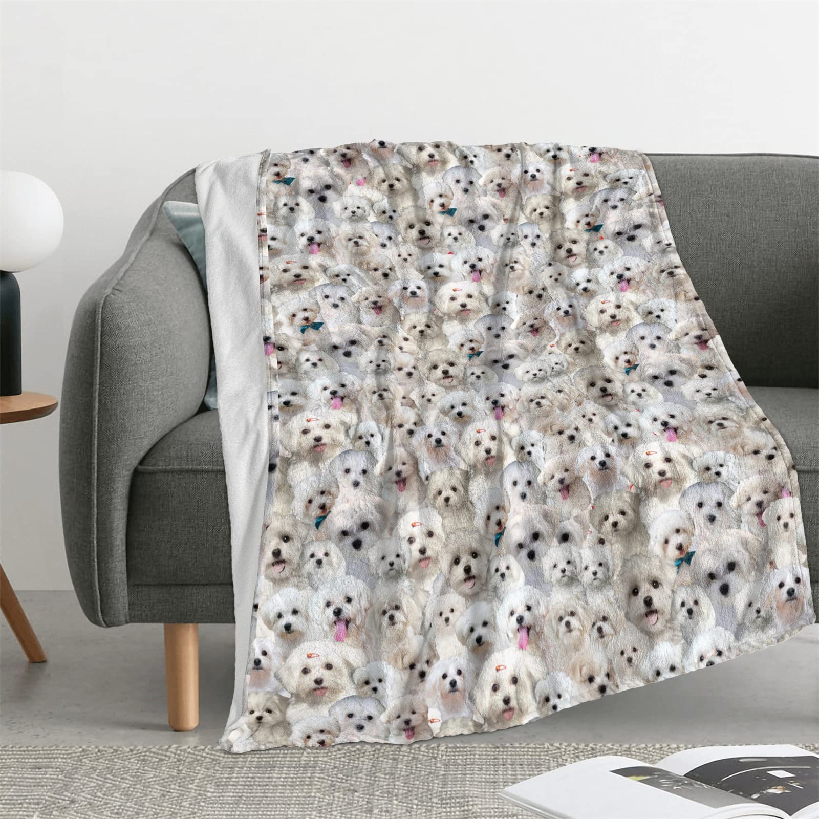 Cute Maltese Dog Blanket - Mom & Dog Lover Gift, Funny Full Face Design, Soft Fleece Throw for Couch & Bed