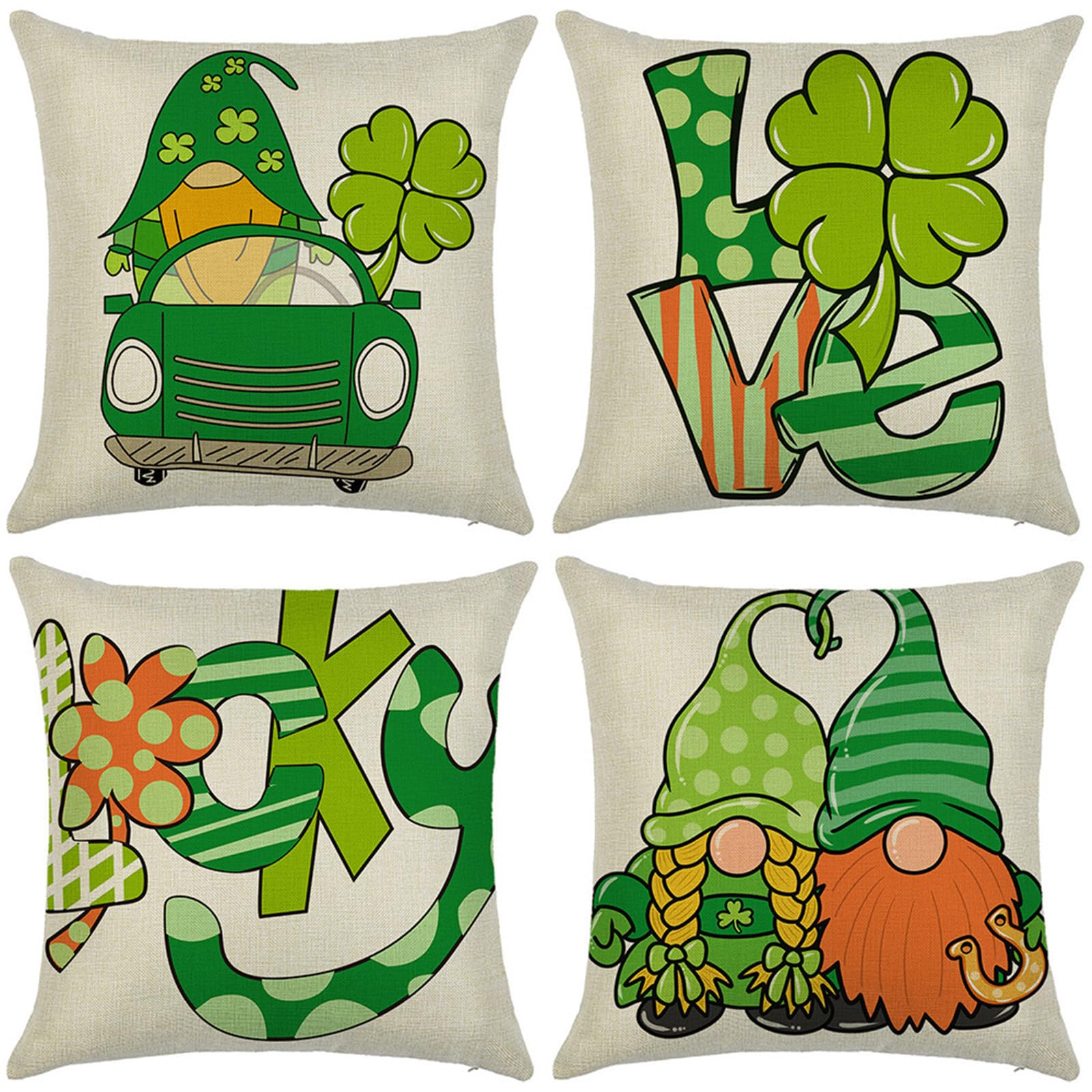 Housses de coussin 55x55cm en lin de qualité supérieure Green Love pour canapé