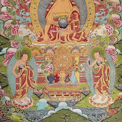 Miniatura 4 de Bordado de seda tibetano Thangka budismo Sakyamuni Buddha Tangka Yoga Budista Tapiz colgante de pared Arte de pared Decoración del hogar Tapiz