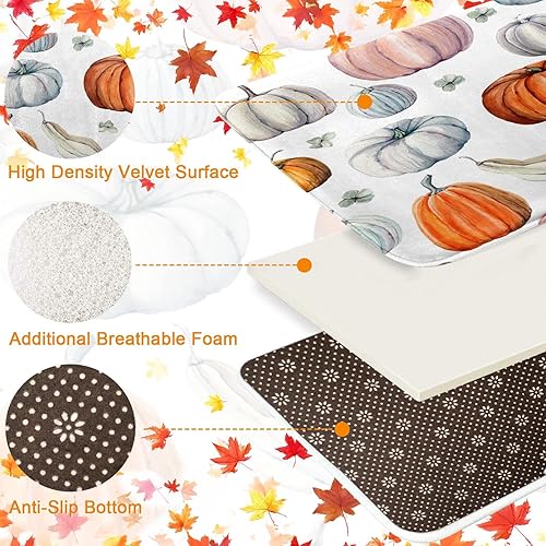 Miniatura 3 de ArtSocket Juego de 3 alfombras y tapetes de baño de calabazas de Halloween, tapetes de baño de terror espeluznante antideslizantes, tapete de baño