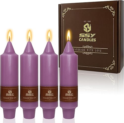 4 velas pequeñas color morado de 5 pulgadas, sin perfume, para bodas, fiestas, decoración del hogar, velas de Adviento