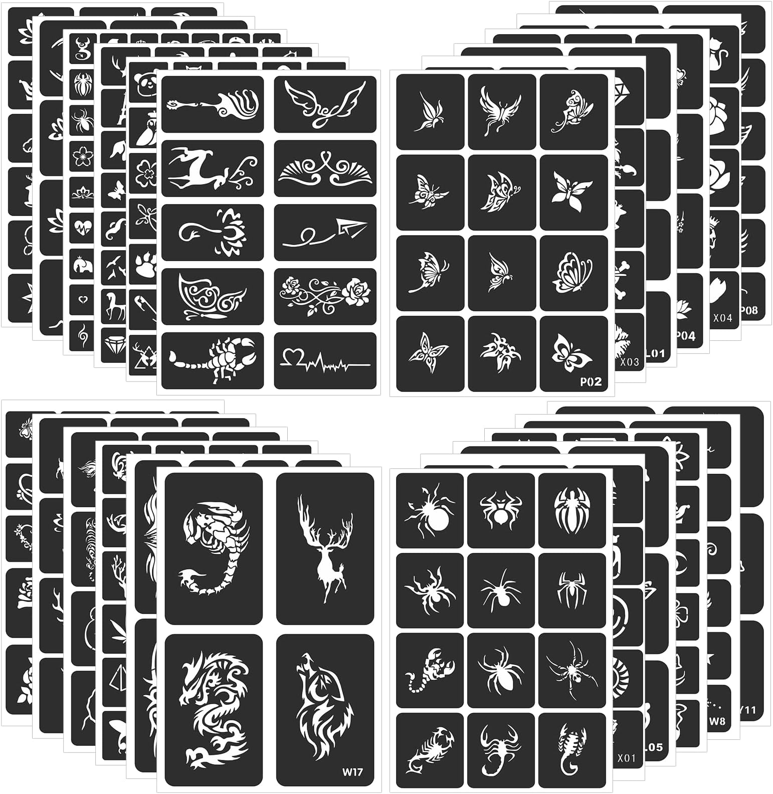 24 Sheets Tattoo Stencils for Kids Teens Adults, Henna Tattoo Stencil Kit, 400pcs Tattoos Design, Tattoo Stencil for Real Tattoos, Airbrush Tattoo Stencils, Henna Stencil for Face Hand Finger
