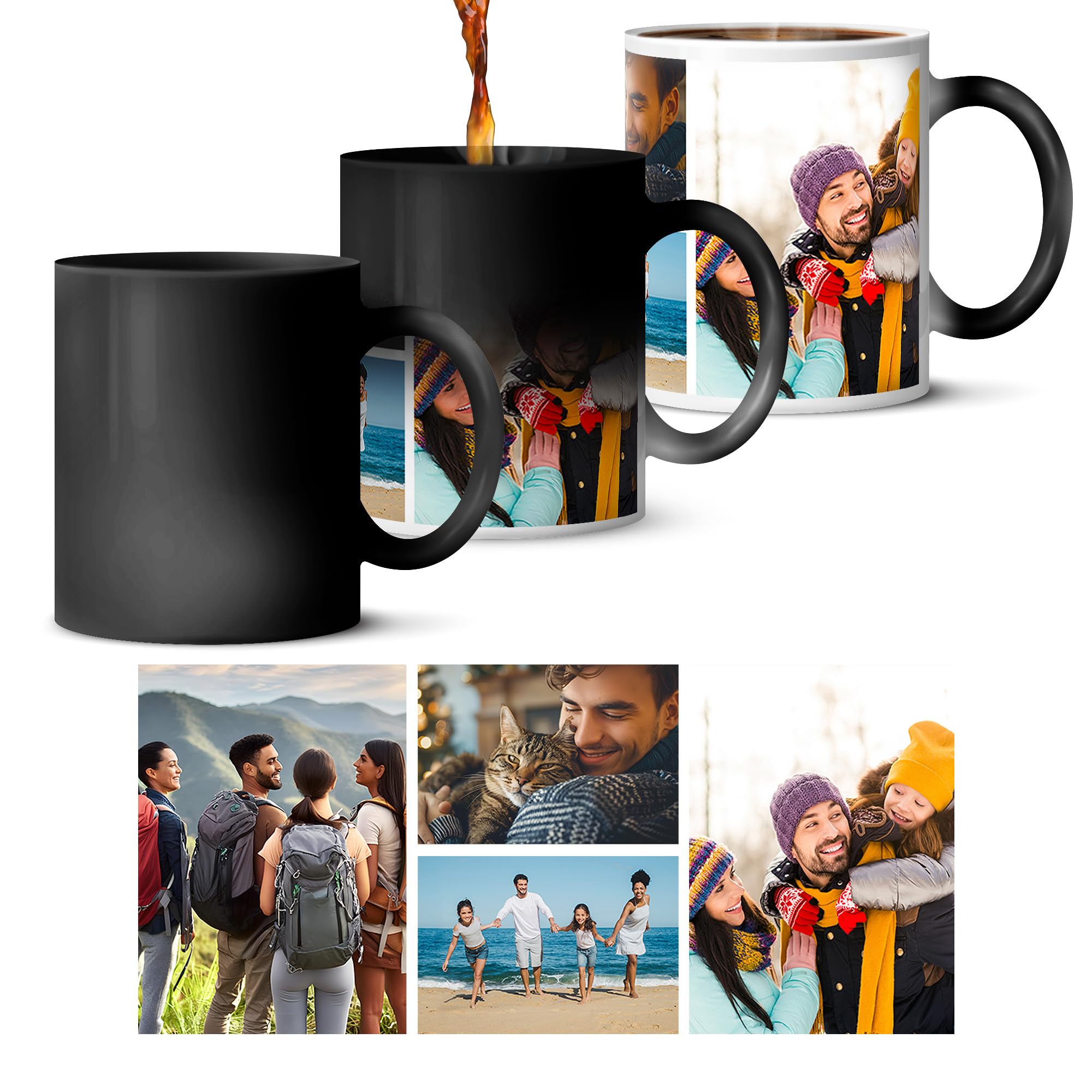 Personalised Magic Photo Mug - Custom Heat Changing Mug with Your Own Photo & Text - Colour Reveal Coffee Cup - Unique Gift for Birthdays, Christmas, Weddings - Premium Ceramic, 11oz, Surprise Effect