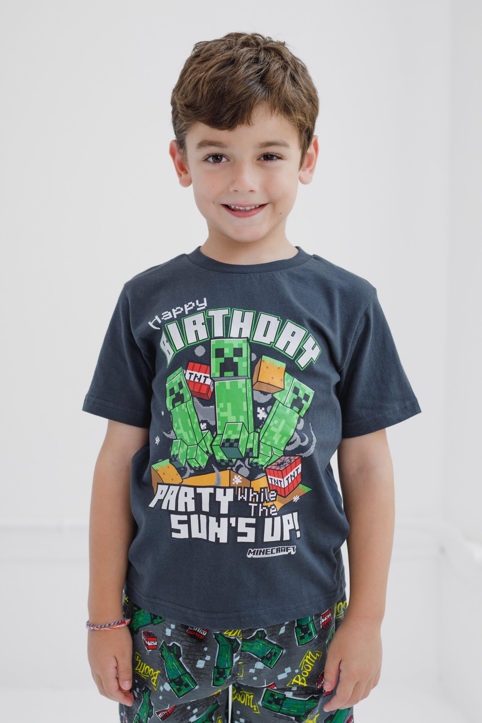 Minecraft Creeper Birthday T-Shirt Little Kid to Big Kid Sizes (4-18-20)