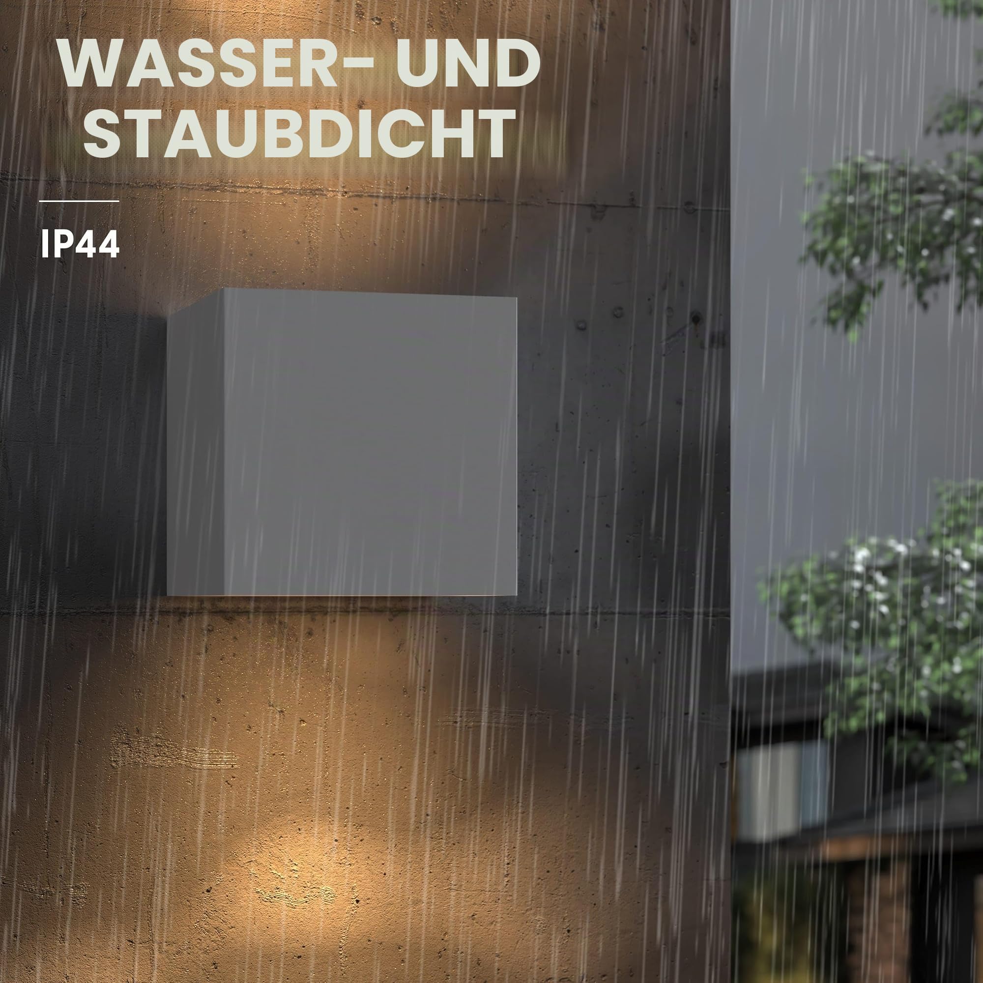 CALEX Volterra Wandleuchte, für Außen & Innen, warmweißes Up & Down Licht, Akku aufladbar mit USB-C, kabellos, Bewegungsmelder, wasserdicht, Weiß, 2er Pack