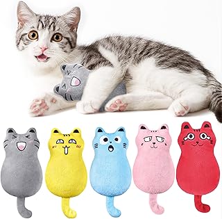 Feeko Cat Catnip Toys, 5Pcs Cat Pillow Toys, Rattle Sound,Cat Toys for Indoor Cats Interactive with Cute Cat Toy Set, Cat Teething Chew Toy, Cute Plush Gift Kitten Toys for Cat