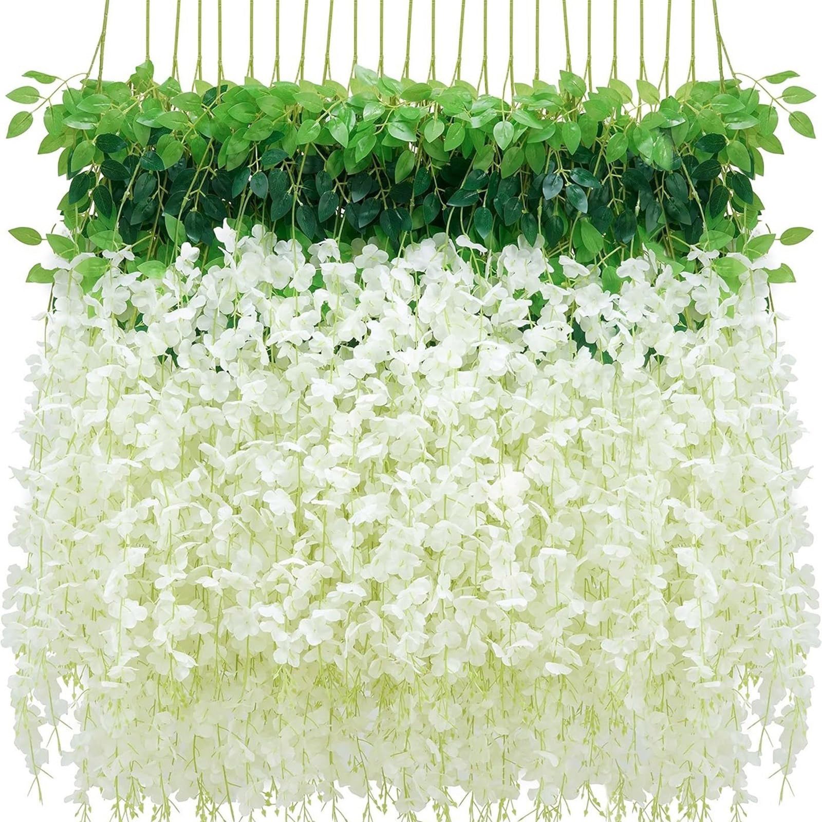 carotoe 12PCS Artificial Silk Wisterias Flower Garlands with Flexible Wire for Ceiling Wall Wedding Party Decoration Realistic Silk Floral for Home Decoration