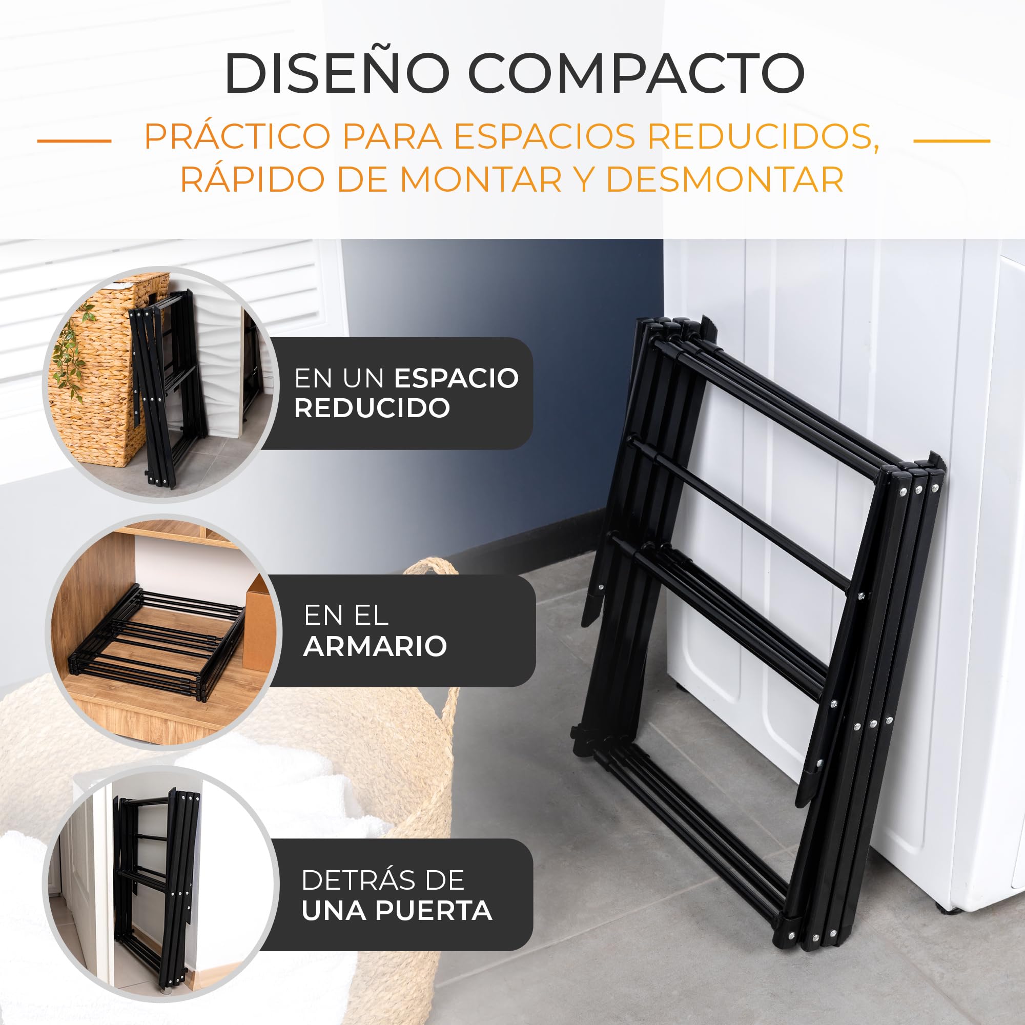 Tendederos Plegables - 6 Niveles y 11 Barras Soporta, hasta 20kg | Tendedero Plegable Extensible a 74cm, Resistente, Compacto&Ahorra Espacio - para Casa y Camping|Tendedero Extensible, Gris