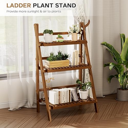 Miniatura 7 de Estante de bambú de 39.4 pulgadas de ancho x 15 pulgadas de profundidad x 39.4 pulgadas de alto, estantería independiente para jardín, balcón,