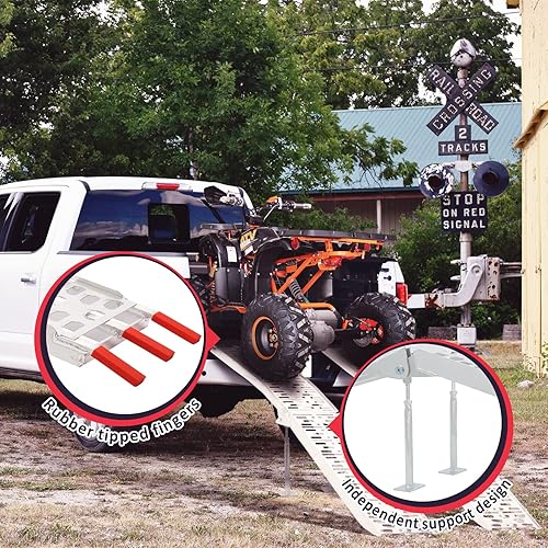 Miniatura 6 de PENSUN Rampas de carga con patas de apoyo rampas plegables de aluminio de 75 pies para ATV con carga máxima de 2200 libras rampas de carga mejoradas