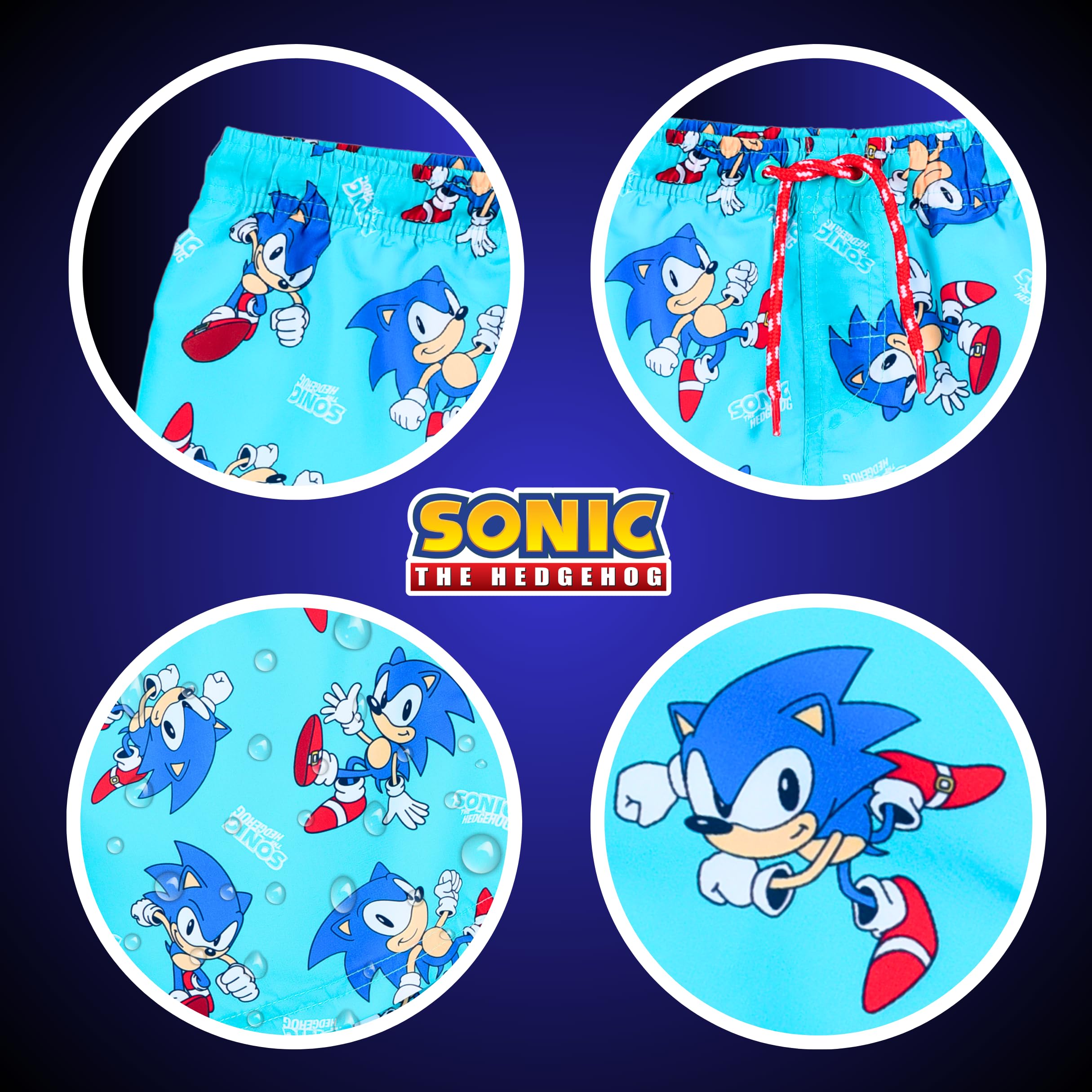 Sonic The Hedgehog Bermudas para Niño, Shorts de Baño Verano Bañador de Natación Infantil, Tallas 4 a 10 Años