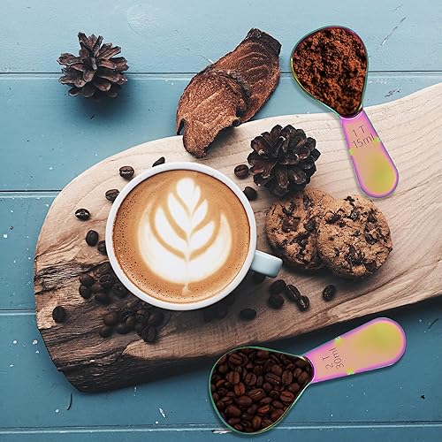 Miniatura 15 de Juego de 2 cucharas de café de acero inoxidable (1 cucharada, 2 cucharadas) Cucharas de café duraderas con mango ergonómico, cucharada de medición