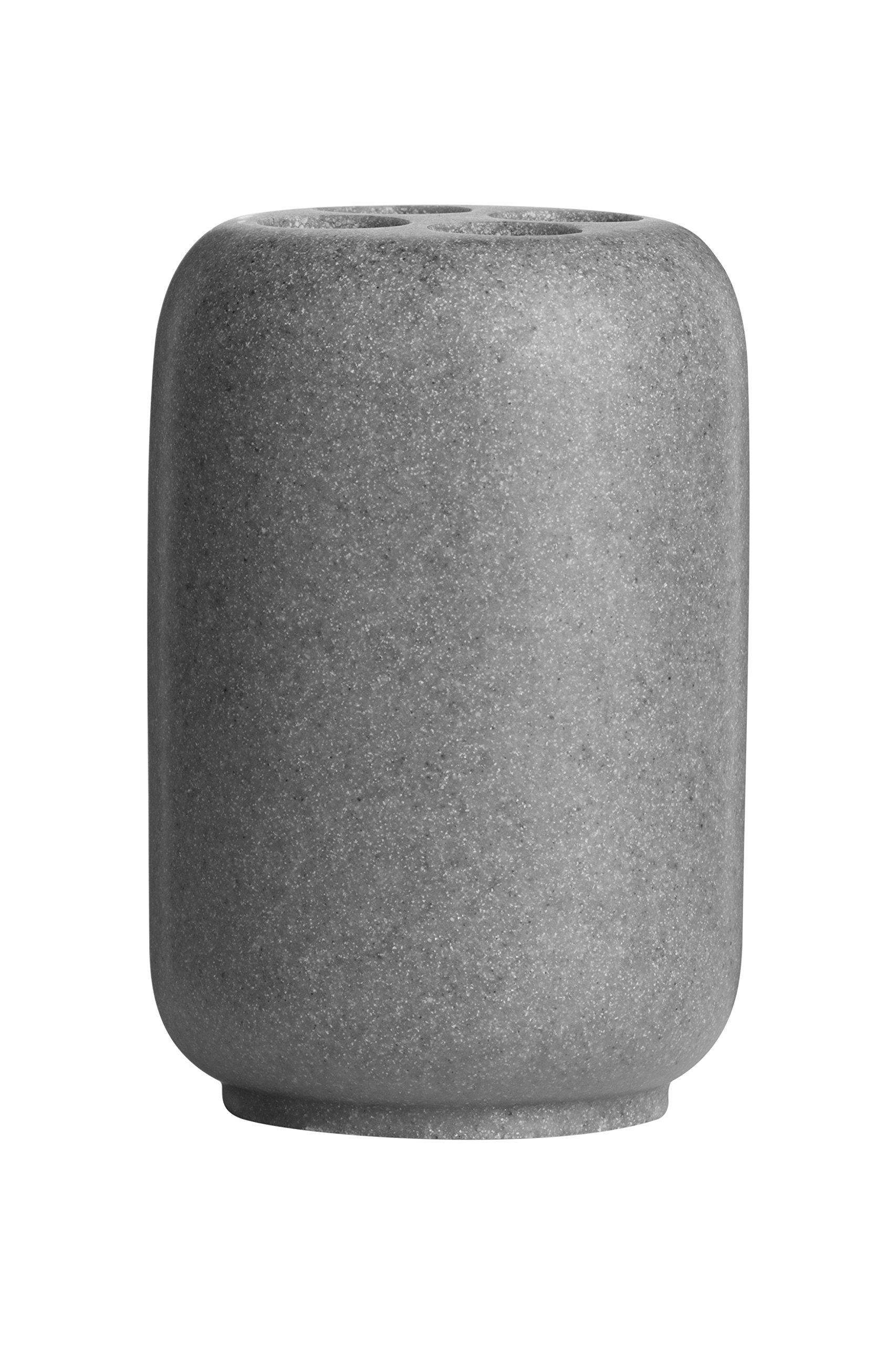 Premier Housewares Canyon Grey Stone Toothbrush Holder - Polyresin, Grey Stone Effect Finish