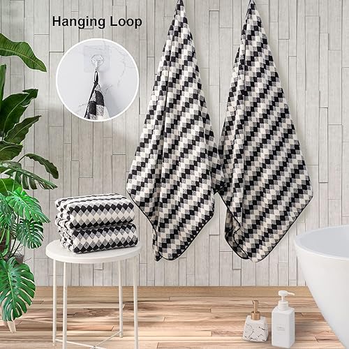 Miniatura 3 de Juego de 8 toallas de baño negras, 2 toallas de baño grandes, 2 toallas de mano4 toallas de baño de 600 GSM, toalla de baño de microfibra de secado