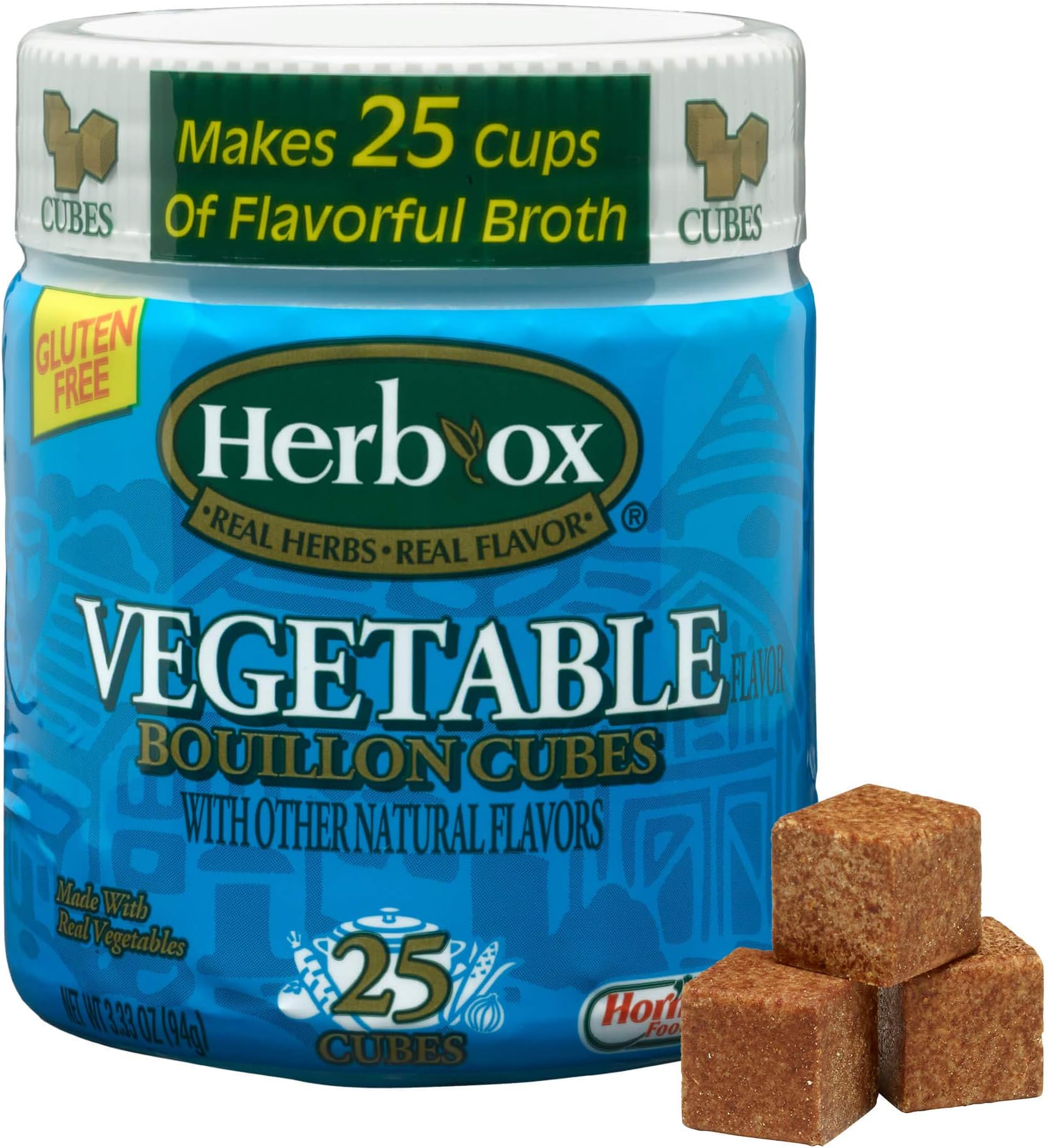 Herb-ox Vegetable Bouillon Cubes, 25 Cubes (Pack of 12)