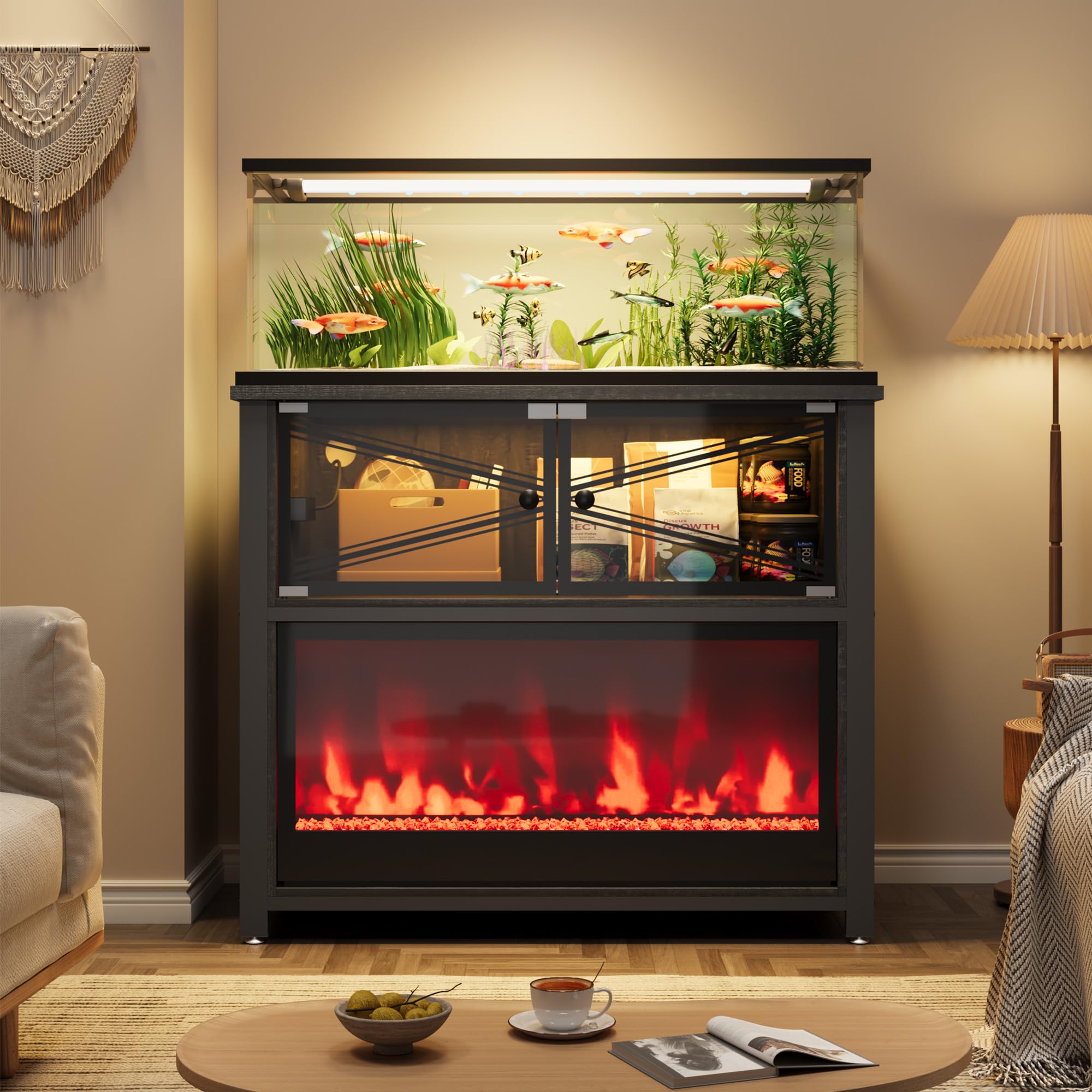 Rresyet 40-50 Gallon Stand with LED Fireplace