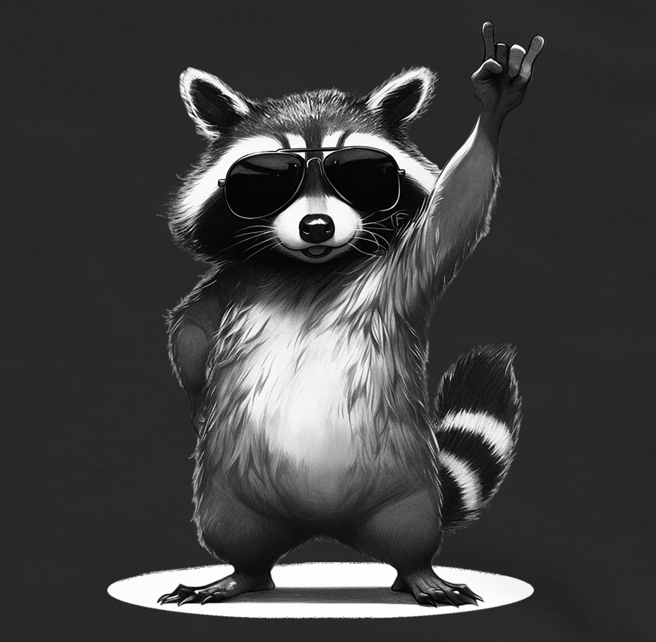 Shirtracer - Hoodie Herren Pullover Männer - Retro Waschbär Rocker lustig I Lustiges Rock Musik Geschenk Waschbären I Funny Rock Star Raccoon Geschenk Metal Racoon