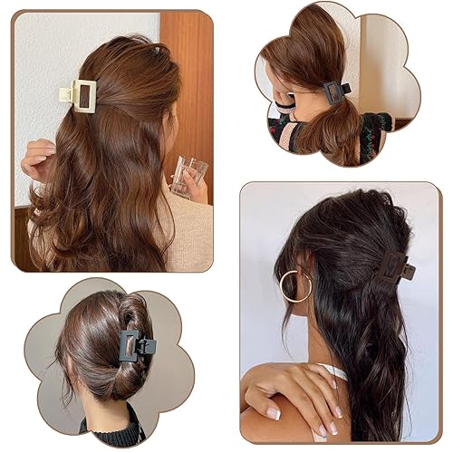 Miniatura 5 de Paquete de 6 pinzas para el cabello para mujeres y niñas, rectángulo mediano de 2 pulgadas, pinzas pequeñas para cabello fino o grueso medio