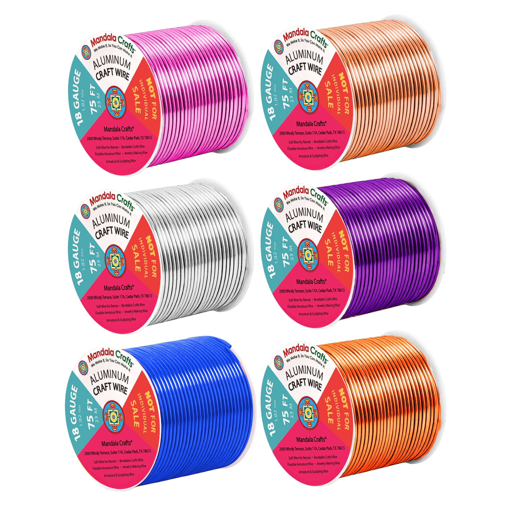 Mandala Crafts 18 GA Gold Blue Purple Assorted Anodized Aluminum Craft Wire