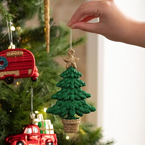 Miniatura 5 de Valery Madelyn 60 unidades tradicionales inastillables adornos de bolas de Navidad, adornos de árbol de Navidad color verde y rojo dorado a granel,