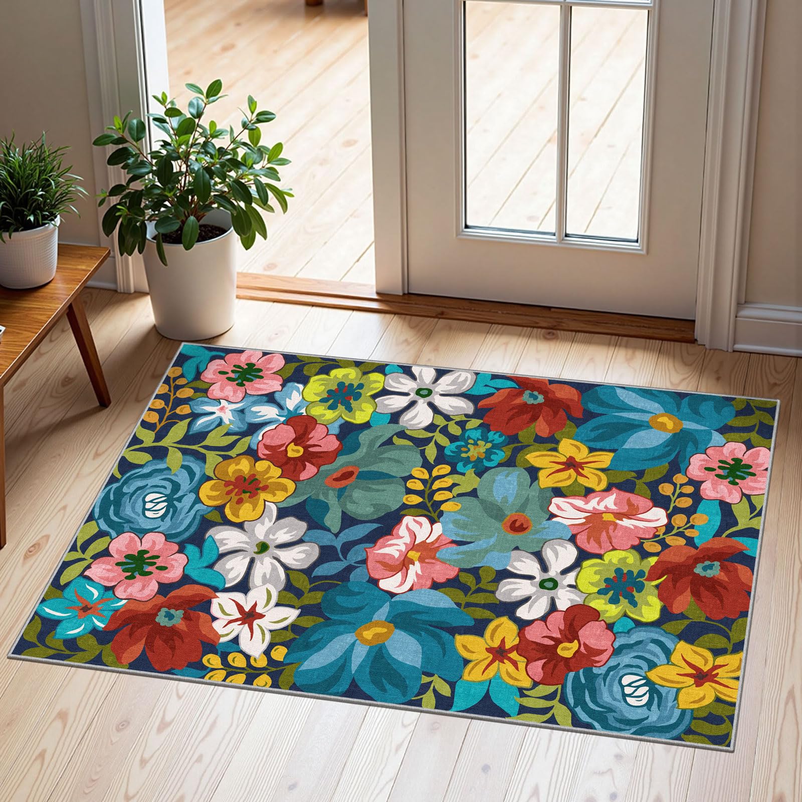 Othilic Front Door Mat Outside Entrance - 2x3 Colorful Botanical Floral Rug — image 1