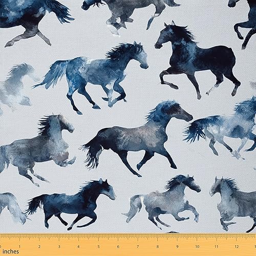 Miniatura 1 de Feelyou The Yard - Tela abstracta de caballos de acuarela, diseño tradicional de caballos marmoleados para sillas, sofá, tela decorativa impermeable