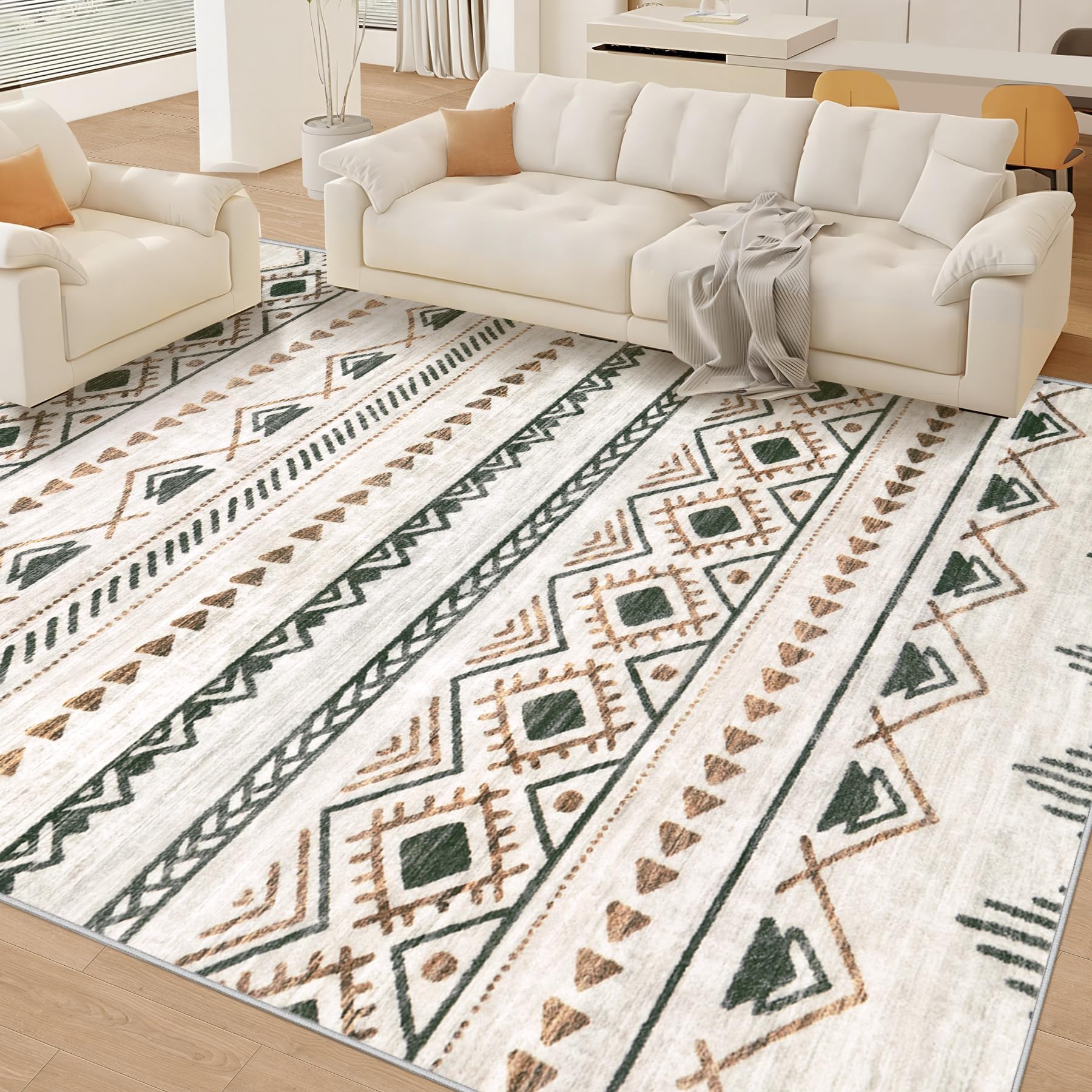 Aoyaomi Area Rug Living Room Rugs 8x10 - Large Soft Boho Geometric Rug, Non-Slip — product photo