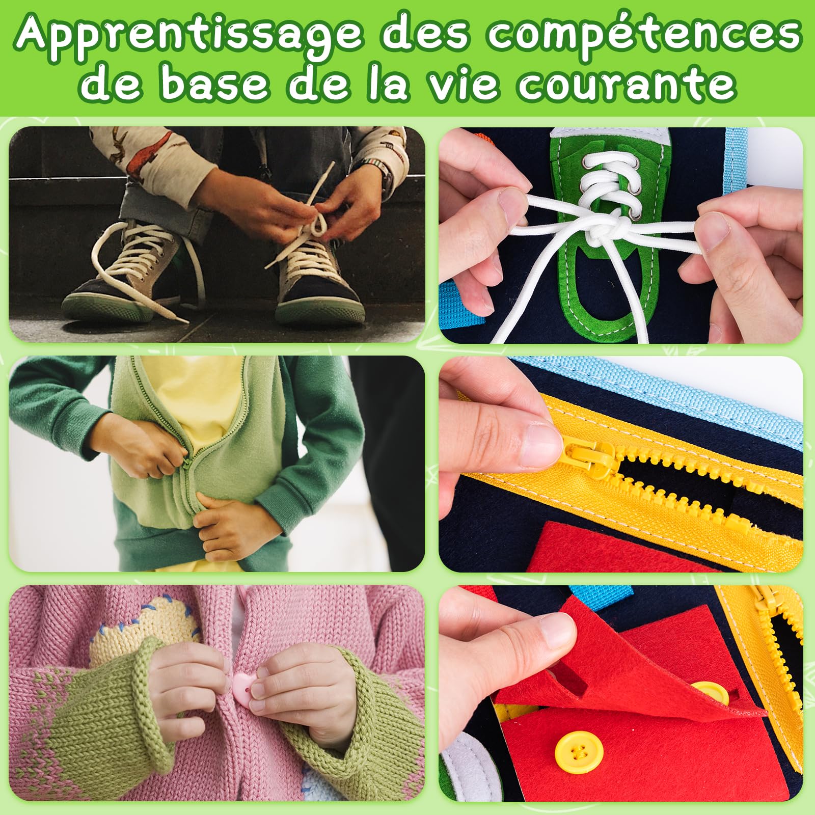 Busy Board Montessori, Tableau Montessori Jouets d'activité et de Développement, Livre Montessori 1 an, Jeux Educatif Apprentissage Préscolaire, Motricité Bébé pour Enfants 1 2 3 4 Ans (Bleu)