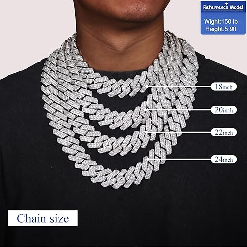 Miniatura 5 de Ucciyo Cadena de eslabones cubanos de 0.984 in para hombre, cadena gruesa chapada en oro de 18 quilates, collar cubano de zicrón 5A+ con diamantes