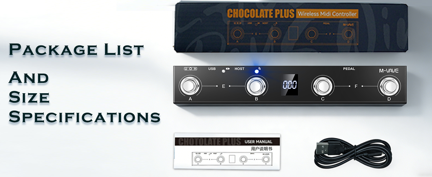 M-VAVE Chocolate Plus MIDI Footswitch Controller Pedal, 4 Buttons