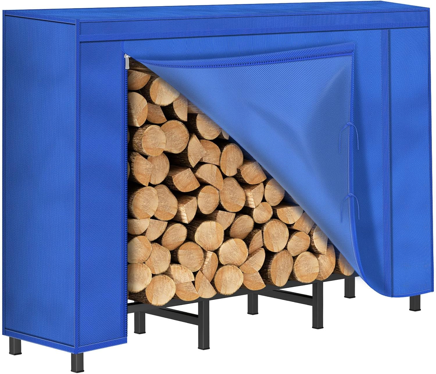 YBING 4ft Outdoor Firewood Rack with Cover, Waterproof