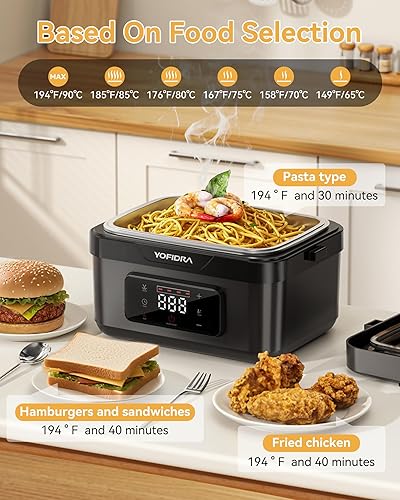 Miniatura 3 de Yofidra Fiambrera eléctrica inalámbrica con calefacción 6.3 tazas de almuerzo autocalentable con batería, temporizador y control de temperatura,