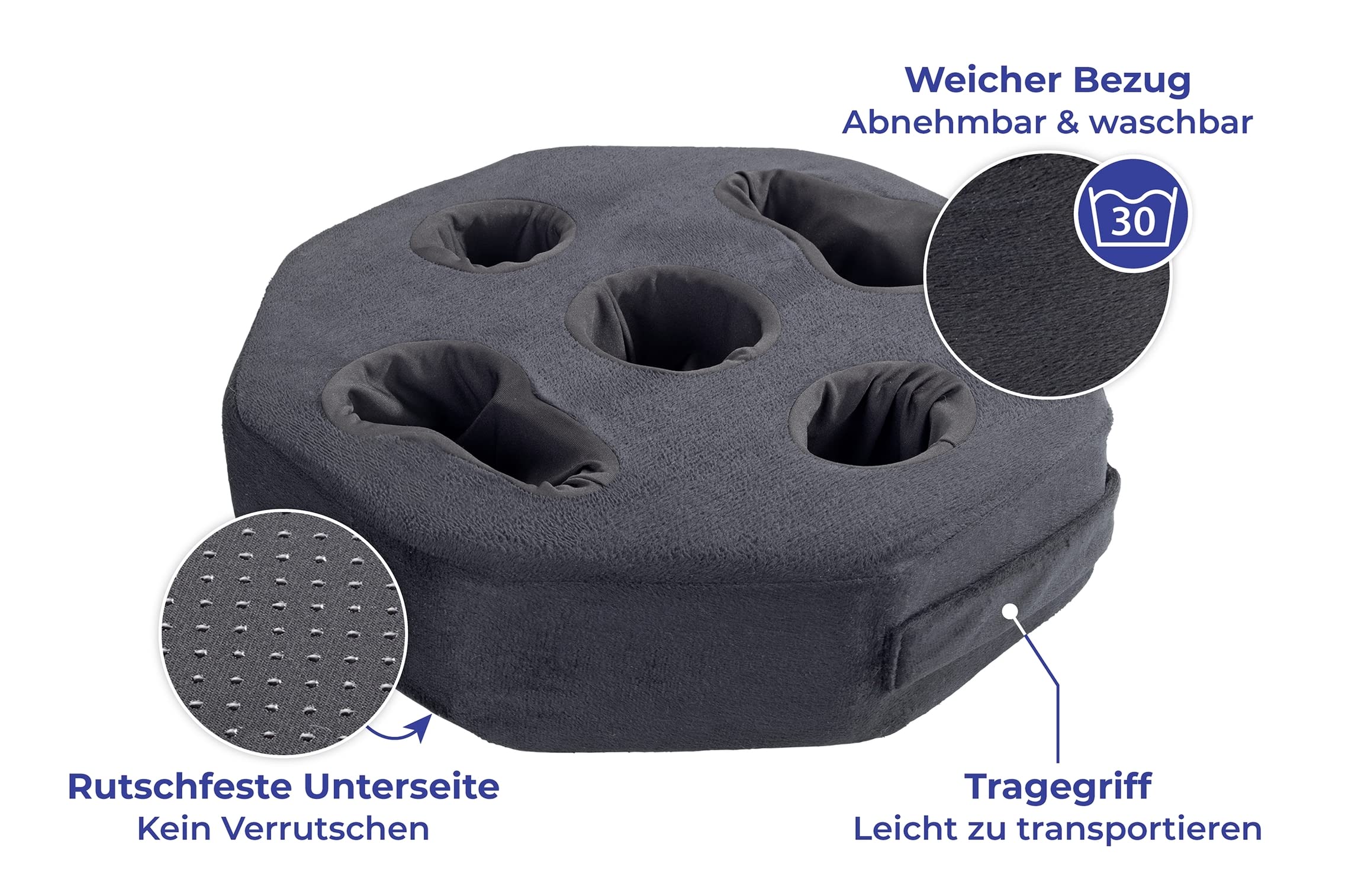 Maximex Sofa-Getränkebutler, Rutschfester Getränkehalter für die Couch oder im Auto, Dickes Schaumstoffkissen zur kleckerfreien Getränke-Halterung, inklusive Warm-/Kalthaltung der Getränke