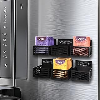 Magnetic Tea Organizer for Refrigerator, Tea Bag Storage Caddy, Kitchen Tea Bag Holder, Cabinet Tea Organizer, Countertop Tea Packet Dispenser, Tea Storage Solution, Tea Lovers Gift, Made in USA