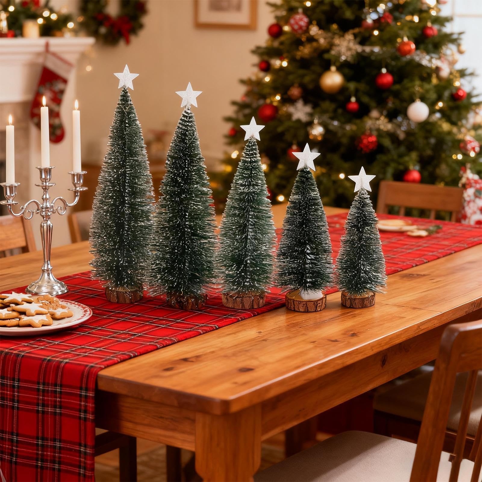 Mini Árbol de Navidad de Mesa 5 Piezas Decoración Estacional con Luces