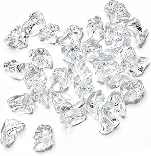 Clear Play Ice Pieces, 30 PCS 0.8"-1.12" Plastic Acrylic Fake Ice Cubes, Rock Diamond Crystals Uniquely Shaped Ice, Displa...
