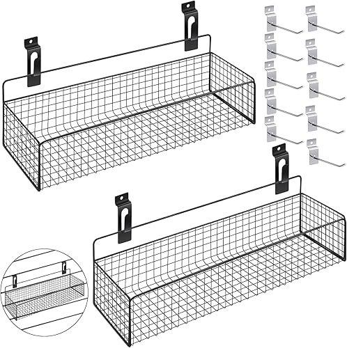 Uiifan Slatwall - Juego de accesorios de metal para colgar con gancho para placa de metal, 10 unidades, gancho de alambre ventilado para paneles de