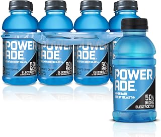 Powerade Mountain Berry Blast Sports Drink, 12 fl oz Bottles, 8 Pack - 50% More Electrolytes for Intense Workouts
