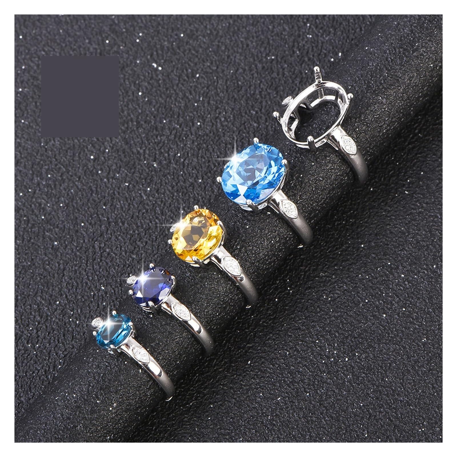 PVUVTNAHW Anillo en blanco de Plata de Ley 925 de 5x7-12x16mm, Material de estilo Simple, adecuado for anillos de mujer hechos a mano DIY(8x10mm)