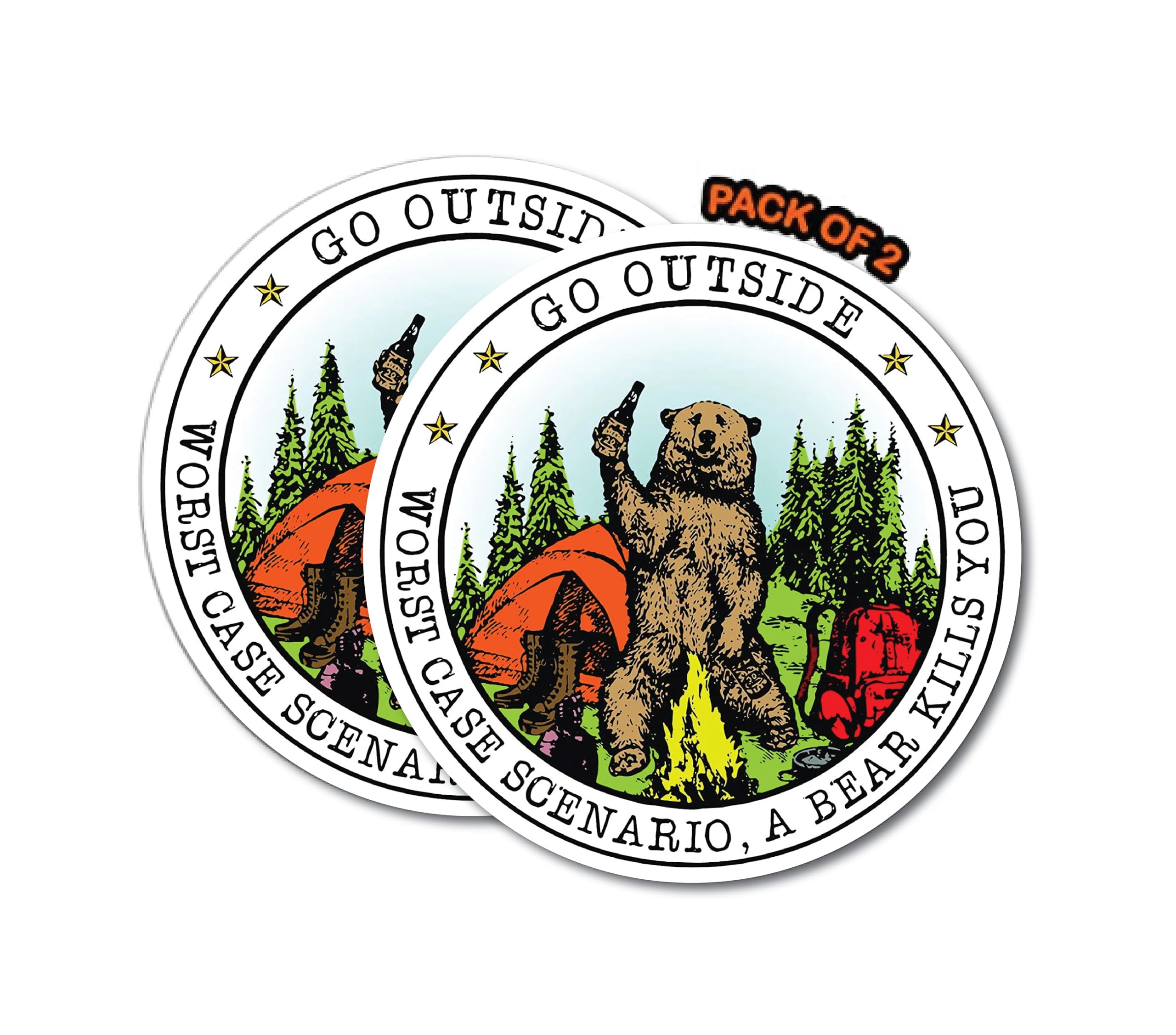 IMPERIAL VIBES – Go Outside Worst Case Scenario Bear Kills You Sticker – Vinyl Decal for Car, Truck, and Van – Removable Indoor and Outdoor Use –