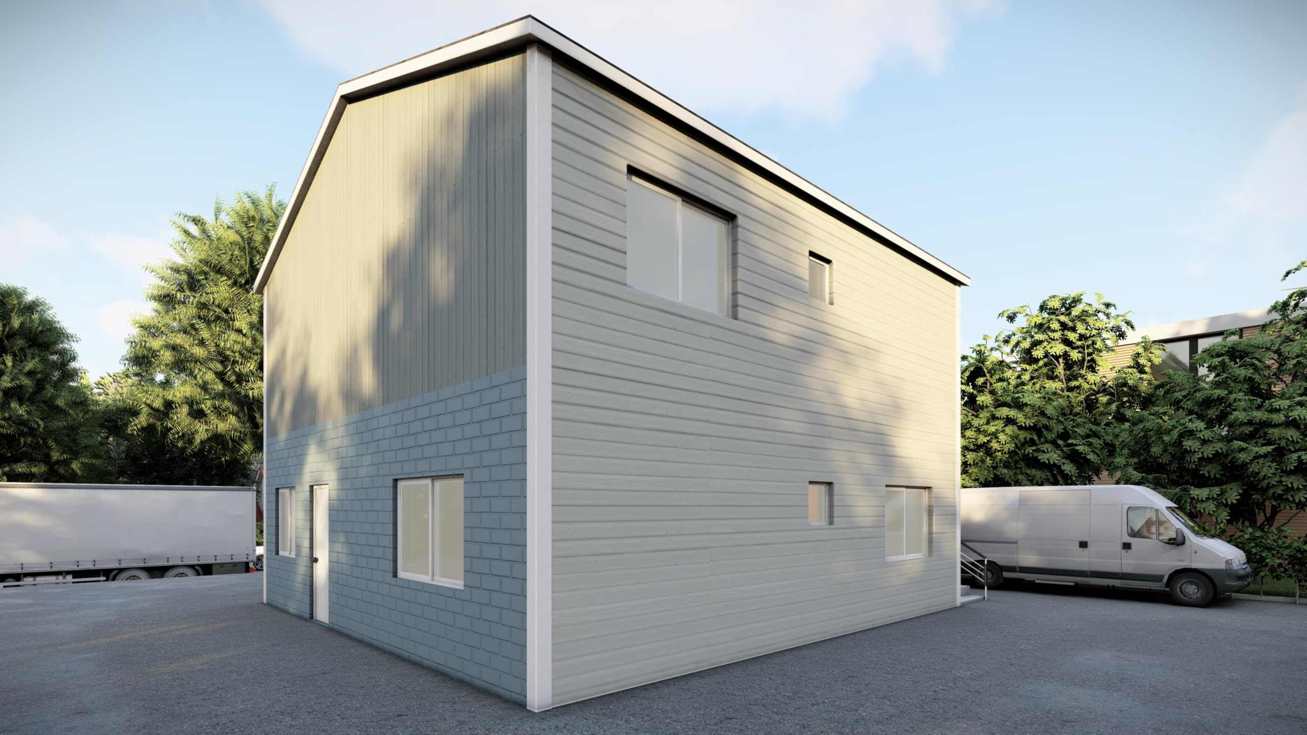 Generic 30'x30' Two-Story Duplex House Plans - 2 Units, 2 Bedrooms