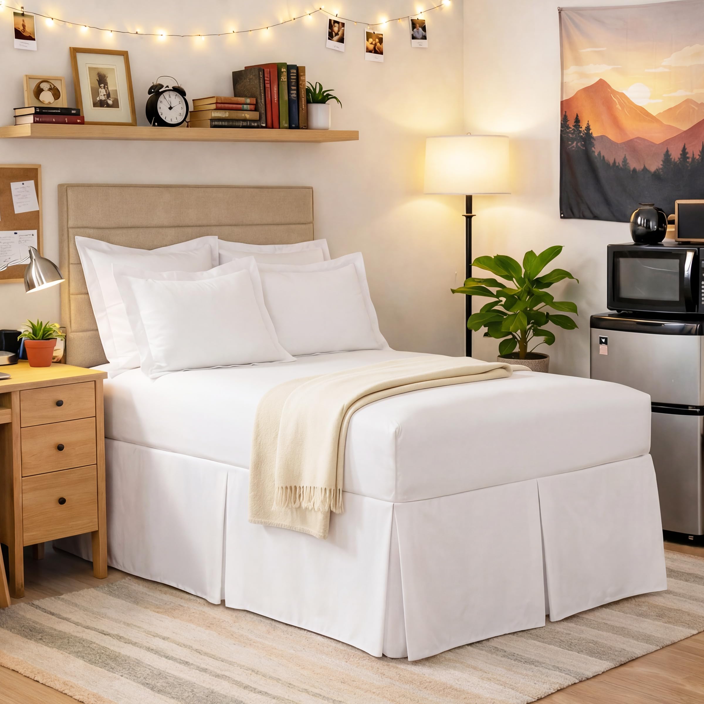 Spacemaker Polyester Bed Skirt - Extra Long Bedskirt Hides Bed Risers - King - 21 Inches, White-image-49